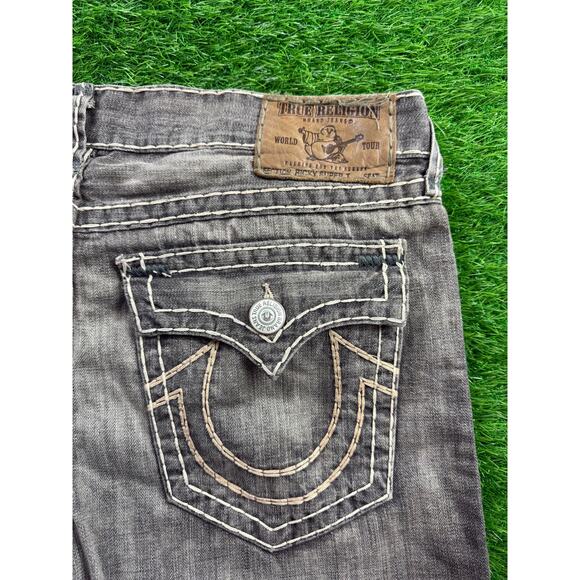 True Religion Ricky Super T Jeans 36 Gray Distressed Flap Pocket Made in USA - Picture 5 of 10